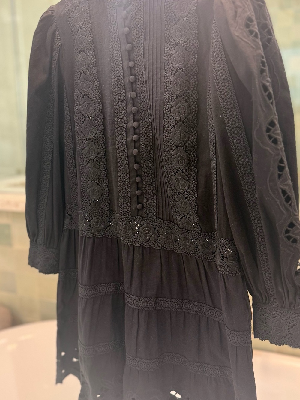 Alice + Olivia Black Lace-Trim Mini Dress - Picture 4 of 5